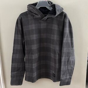 Hollister Grey and Black Plaid Hoodie with Embroidered Hood Sz XS